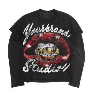 T-shirt homme en coton premium double couche, imprimé graphique tigre noir, impression sérigraphique en relief, logo personnalisé, double couche, élégant - Product Image 3