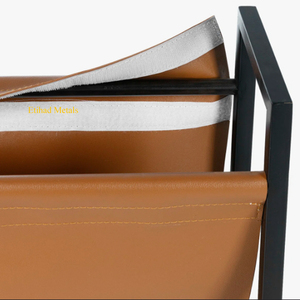 Minimalist Black Leather Magazine Rack With <b>Metal</b> <b>Frame</b> Freestanding Modern Caramel Leatherette Magazine Rack - Product Image 2