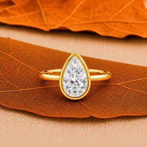 Bague de fiançailles en or massif 10K 14K avec diamant de laboratoire de qualité supérieure, taille poire 1,5 carat, couleur E, certifié IGI, solitaire pour femme, bijoux fins - Product Image 1