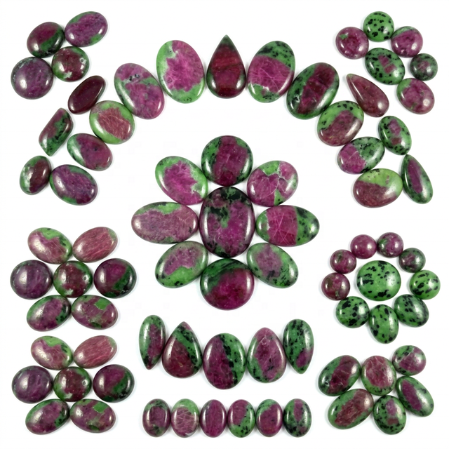 Wholesale Natural Ruby Zoisite Cabochon Loose Gemstones for Making Jewellery Mix Sizes Untreated Earth Mined Stone