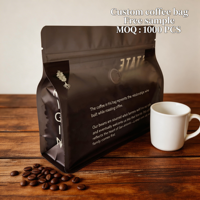 Sac d'emballage pour café avec fermeture éclair, personnalisé avec logo, mat, transparent, à fond carré, résistant à l'humidité, étanche, de qualité alimentaire, recyclable