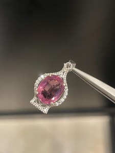 Pendentif en tourmaline rubellite, pendentif en argent sterling, pendentif en CZ, pierre de naissance d'octobre, bijoux pour femmes - Product Image 5