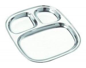 Assiettes rectangulaires multi-compartiments Bold Blossom en acier inoxydable à six grilles, classiques, écologiques, pour le camping, compatibles lave-vaisselle - Product Image 1