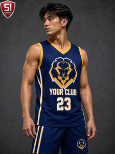 Maillot de basket personnalisé imprimé par sublimation en polyester maillé sans manches col en V uniforme d'équipe séchage rapide unisexe - Product Image 2