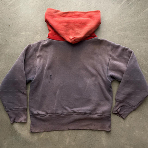 Pull à capuche court pour hommes en coton, patchwork bicolore, effet vieilli, délavé soleil, délavé à l'acide, style vintage, pour fabricants - Product Image 3