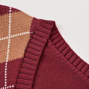 Suéter sin Mangas con Cuello en V, Transpirable, Estilo Universitario, a Rayas, para Uso Casual en el Campus - Product Image 5