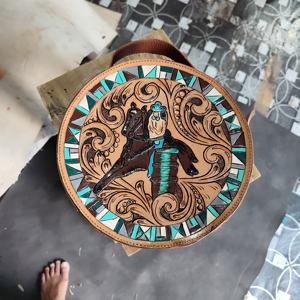 Bolso bandolera de piel de vaca de alta calidad para cantimplora occidental, el más vendido, bandolera de cuero con herramientas a mano, RTS - Product Image 1