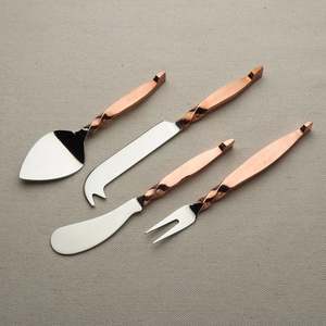 Juego de cuchillos para queso de lujo con mangos retorcidos y martillados para utensilios de cocina y restaurante - Product Image 6