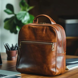 Mochila unisex elegante de cuero genuino con diseño de caramelos - Product Image 1