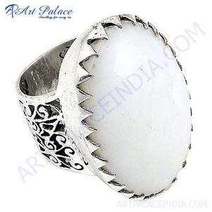 Bague Cocktail Art Palace Moonstone en Argent 925 Plaqué, Sertissage Ovale, Style Bohème, Bijou Unisexe - Product Image 3