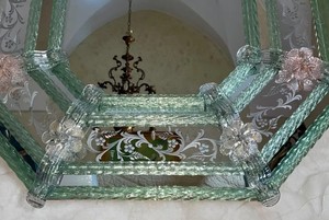 Antique Venetian Mirror in Murano Glass Gold, Mauve Green and Pale Pink - Product Image 3