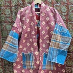 Floral Printed Quilted <b>Jacket</b> Women's <b>Mandarin</b> <b>Collar</b> Full Sleeve Cotton Spring Coat Regular Length Single Button Design - Product Image 4