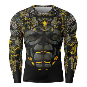 Polyester Spandex ODM Customized High Quality Breathable Short Sleeve Rash Guard for Men-BJJ <b>Surfing</b> Diving Sportswear - Product Image 3