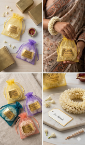 Mogra Gajra Artificial Hecha a Mano de Primera Calidad con Bolsas de Regalo de Organza, Adorno Festivo para el Cabello Perfecto para Bodas con Bolsas de Organza de Diseño - Product Image 2