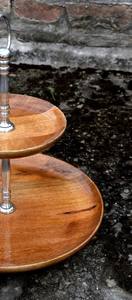 Soporte de Pastel de Madera de Dos Niveles Hecho a Mano, con Varilla de Aluminio, Elegante, Resistente y Multifuncional, para Exhibición de Postres en Ramadán y Bodas - Product Image 6