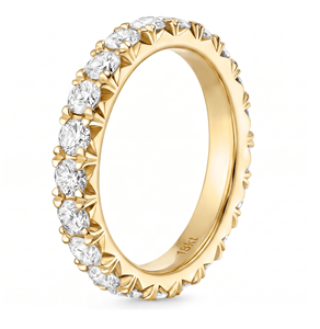 Bague d'éternité en diamant, taille brillant rond, bijoux fins classiques, bague de fiançailles - Product Image 1