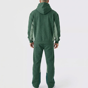 Ensemble de survêtement streetwear imprimé color block 100 % coton respirant coupe classique, 2 pièces, pull à capuche, très tendance - Product Image 3