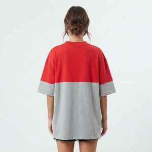 Women's Color Block <b>V</b>-<b>Neck</b> <b>Oversized</b> <b>T</b>-<b>Shirt</b> Loose Fit Short Sleeve Jersey Cotton Top Spring Summer Casual Wear - Product Image 2