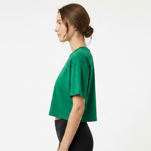 Lightweight <b>Crop</b> <b>Top</b> Shirt Women Short Sleeve Boxy Cotton Casual Streetwear T Shirt Oversized Tee OEM Wholesale Custom Logo - Product Image 2