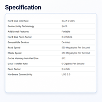 Hard Disk SSD 2.5 inci 512GB Bekas MTFDDAK512MBF 1AN12ABYY M600 512GB SATA 2.5 inci Internal Solid State Drive SSD