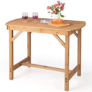 Tavolo da Pranzo da Esterno in Legno di Abete con Foro per Ombrellone per Giardino, Fattoria, Campeggio - Product Image 1
