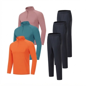 Conjunto Deportivo de Dos Piezas para Hombre, Camiseta y Pantalones Transpirables y Ecológicos con Cierre de 1/4, Ropa de Gimnasio, Informal, para Fitness - Product Image 4