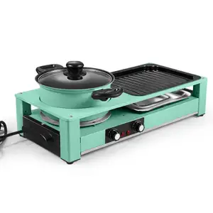 grill and soup pot for Indoor 2200W 220V grill and soup pot together korean grill planchas para cocinar de gas