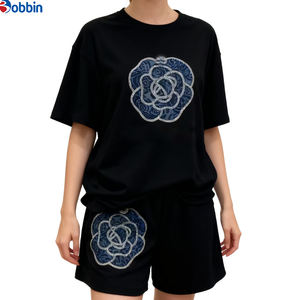 Conjunto de 2 Piezas Personalizado de Moda Veraniega para Mujer, Camiseta y Pantalones Cortos, Conjunto Deportivo Estampado, Spandex y Algodón Transpirable - Product Image 2