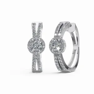 Pendientes de Aro Radiance con Diamantes de Corte Redondo en Oro Blanco de 18K con Certificación IGI y Claridad VVS para Mujer - Product Image 1