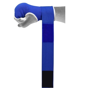 Vendas de gel para manos y guantes interiores de boxeo azules con ribete blanco - Product Image 3