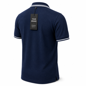 Camisa Azul Marino para Hombre, Tejido de Sarga, Impresión Digital Frontal, Servicio OEM Personalizado, Manga Corta, Cuello Clásico, Secado Rápido, Uniforme - Product Image 4