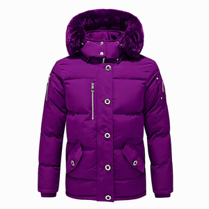 Chaqueta de Invierno Gris para Hombre, Parka Gruesa con Capucha y Ribete de Piel, Parka Cortavientos - Product Image 5