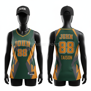 Maillot de basket-ball pour femmes, 160 GSM, maille polyester respirante, bleu marine, blanc, or, panneau éclair, sublimation, logo d'équipe personnalisé - Product Image 4