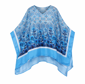 Vestido Kaftán Mini de Playa Bohemio, Ecológico, con Estampado Digital en Satén Viscosa, Cuello en V, Transpirable y Asimétrico, de Fabricante - Product Image 2