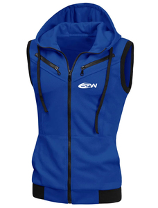 Men's Sleeveless Hooded Vest Yellow Black Zipper Front Casual <b>Sweatshirt</b> Regular Fit Autumn Wear - Product Image 3