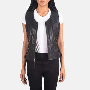 Chaleco de Cuero para Mujer, Ropa Deportiva Elegante, Chaleco de Motociclista de Cuero Genuino Resistente, Chaqueta sin Mangas para Motocicleta - Product Image 5