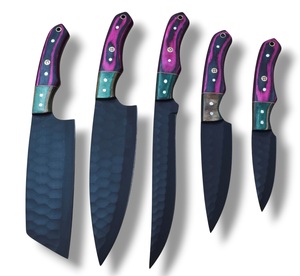 Ensemble de couteaux de chef en acier inoxydable Nordic Forge, cinq pièces, manches en bois Pakka, fabrication artisanale OEM personnalisée, ensemble de couteaux de cuisine avec sac de transport - Product Image 4