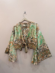 Top Cruzado de Seda 100% con Lazos Delanteros para Mujer, Estilo Vintage, Ecológico, para Verano y Resort - Product Image 4