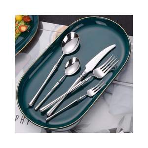 Ensemble de couverts de luxe en acier inoxydable 18/10, finition miroir, argenté, pour hôtel et maison - Product Image 1