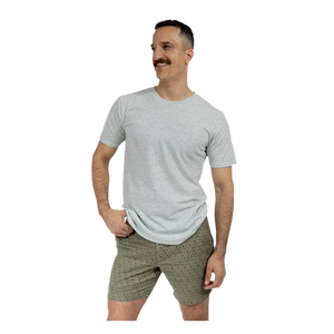T-shirt à manches courtes pour homme, gris, col rond, 100% coton, coupe classique, couleur unie, jersey tricoté - Product Image 1