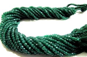 Collier de perles d'onyx vert naturel facetté, forme rondelle, 3-4 mm, 13 pouces de long, haute qualité, couleur ombrée. - Product Image 3