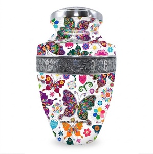 Urnes funéraires de haute qualité, artisanales, multicolores, en forme de papillons, fournitures funéraires, récipient métallique pour cendres funéraires, pot pour urnes adultes - Product Image 1