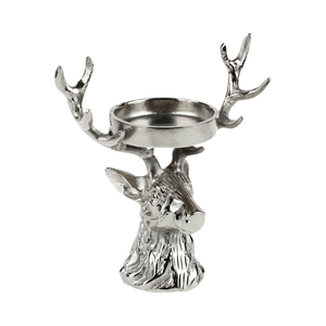 Porte-bougie élégant en métal en forme de cerf pour bougies chauffe-plat, support à bougie en aluminium nickelé pour salon et décoration intérieure - Product Image 1