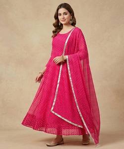 NUEVO MODELO: Vestido GEORGETTE con Estampado y DUPATTA, Ropa Festiva, PRECIO AL POR MAYOR, Prenda Étnica, Kurti de Algodón Multicolor - Product Image 1