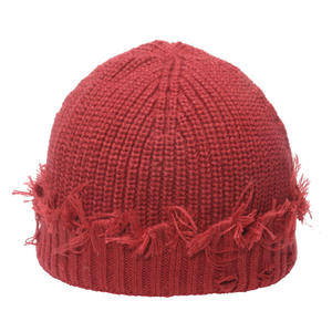 Gorro de Punto Desgastado Unisex para Invierno, Gorro de Pescador con Borde Crudo Personalizado, Cálido, para Hombre y Mujer, Venta al Por Mayor de Ropa Urbana - Product Image 2