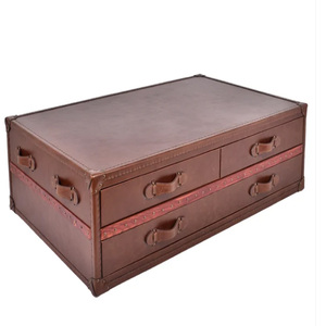 Lancaster Vintage Leather <b>Coffee</b> <b>Table</b> Storage <b>Trunk</b> With Brass Traditional Design Antique <b>Coffee</b> <b>Tables</b> - Product Image 1