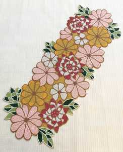 Chemin de table en tissu à motif de feuilles de palmier et de fleurs d'hibiscus tropicales, orné de perles en verre, pour dîner d'été, fête ou banquet à la maison - Product Image 2