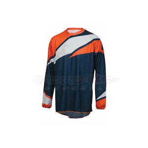 CarbonxO Apparel Motocross Jersey Men's Long Sleeve Navy Orange White Sublimation Print Breathable Outdoor Racing Gear - Product Image 1