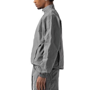 Zip up Soft Shell Crinkle Track Pants 2 Piece Set Men Streetwear With Piping Elastic Cuffs Unisex Nylon Windbreaker Tracksuit - Product Image 4