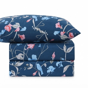 Parure de lit Twilight Garden avec 2 taies d'oreiller, en coton 100% classique 150 fils/cm², qualité A, respirante, pour toutes les saisons, usage domestique, literie adulte - Product Image 2